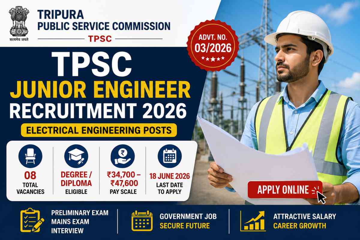 TPSC Junior Engineer Recruitment 2026 feature image for Electrical Engineering Degree and Diploma posts in Tripura