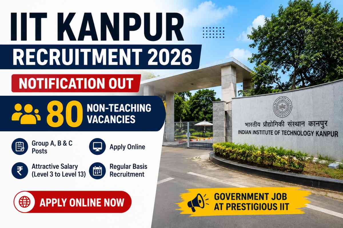 IIT Kanpur Recruitment 2026 Notification released for 80 non-teaching vacancies. Apply online for Junior Assistant, Technician and other posts.