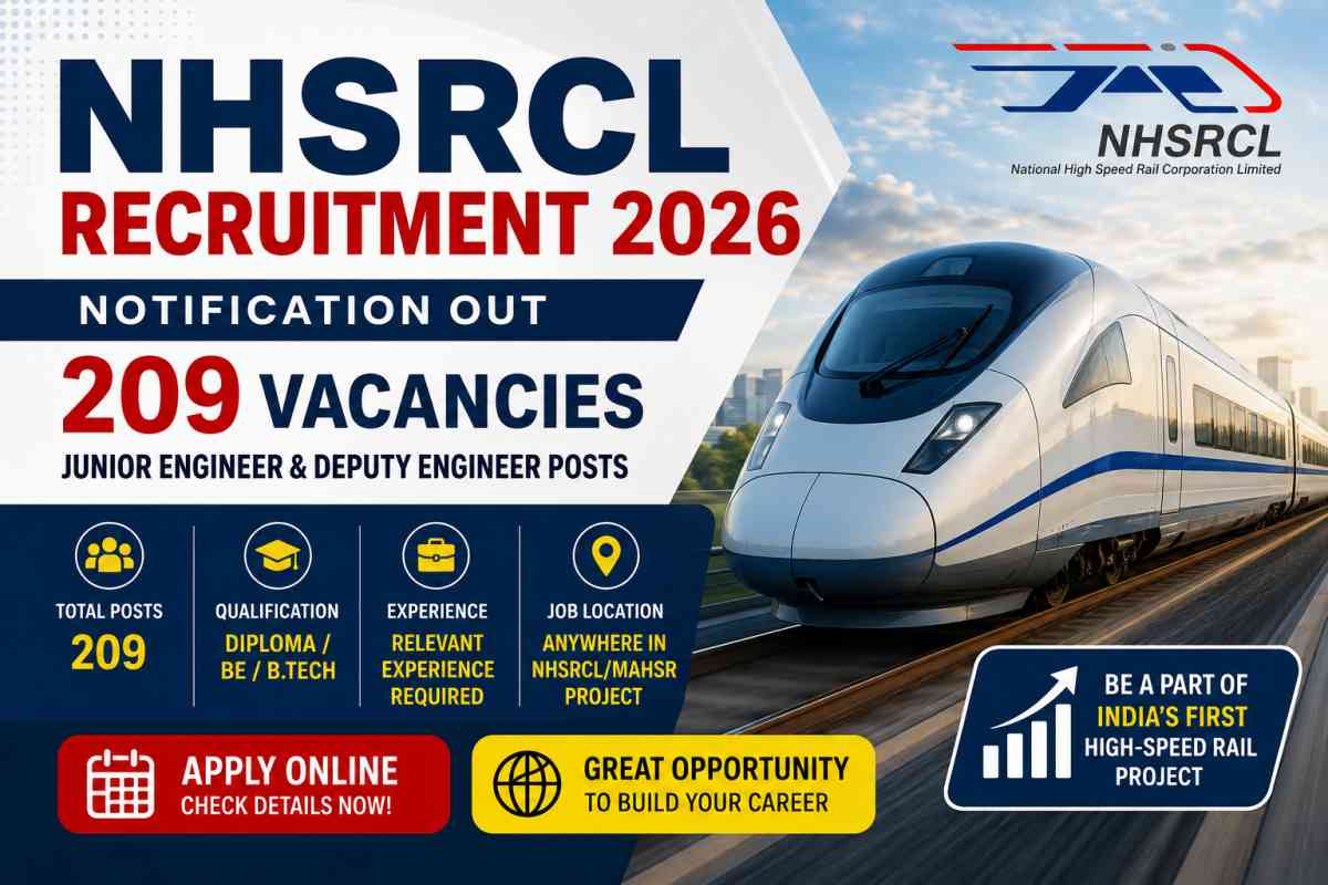 NHSRCL Recruitment 2026 Notification released for 209 Junior Engineer and Deputy Engineer vacancies. Check eligibility, salary, selection process and apply online.