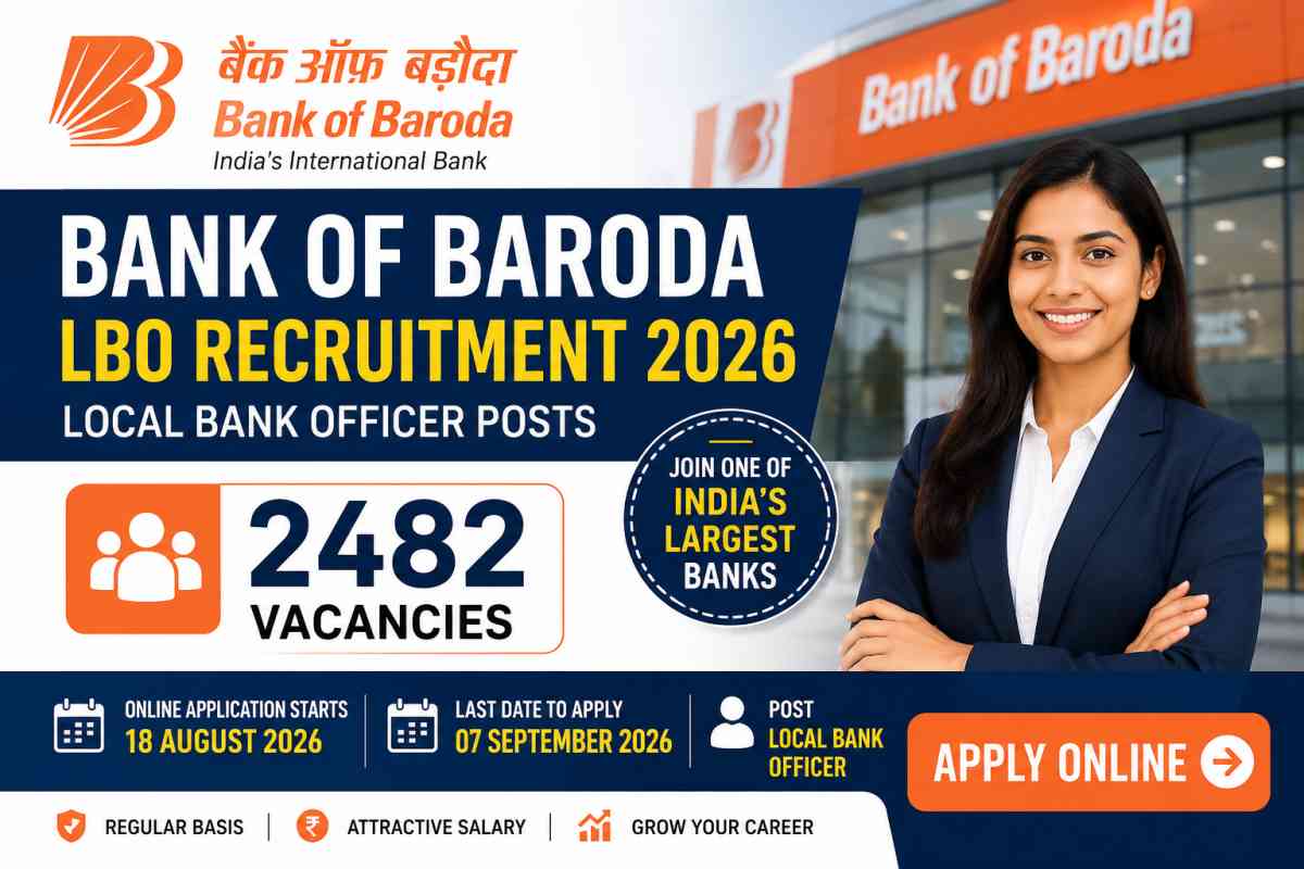 Bank of Baroda LBO Recruitment 2026 announced for 2482 Local Bank Officer posts. Check eligibility, salary, dates, selection process and apply online.